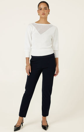 Knitwear CHLOE 3/4 SLEEVE KNIT TOP IN WHITE