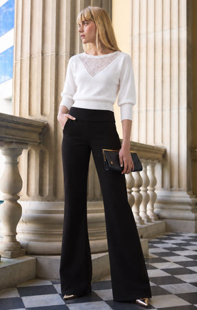 CHLOE 3/4 SLEEVE KNIT TOP IN WHITE