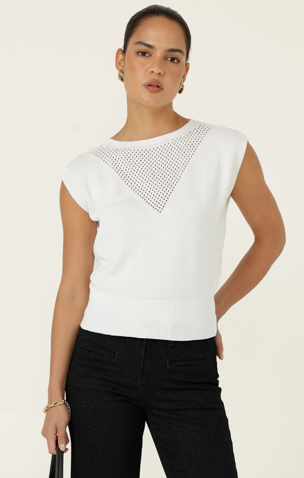 Knitwear CHLOE KNIT TOP IN WHITE