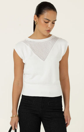 Knitwear CHLOE KNIT TOP IN WHITE