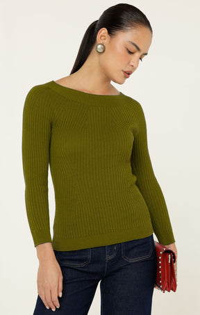 Knitwear CLAIRE KNIT IN OLIVE
