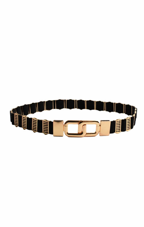 Belts OS / BLACK GOLD CLEO STRETCH BELT IN BLACK GOLD