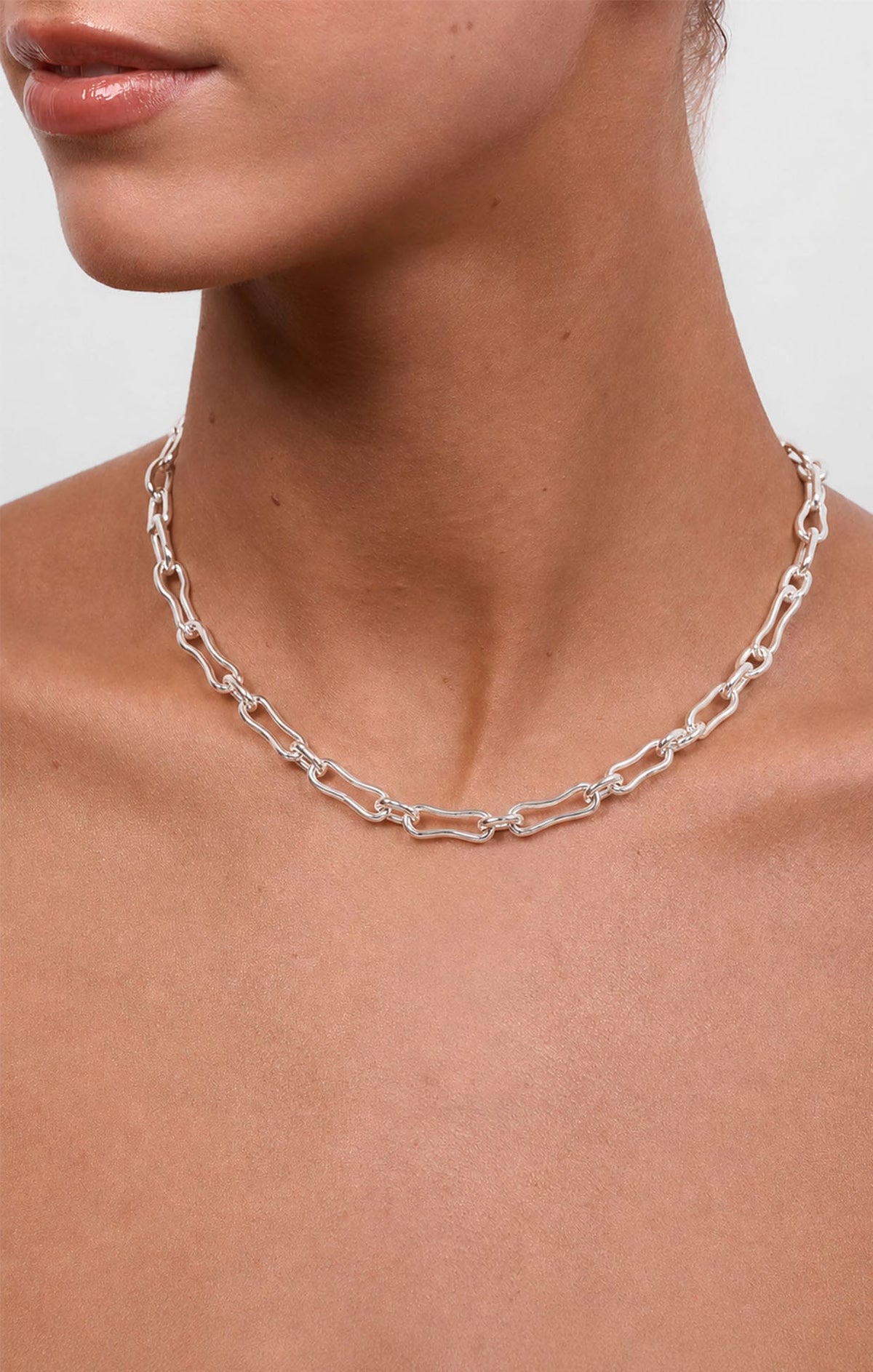 Bags OS / SILVER CONTOUR LINK NECKLACE IN SILVER