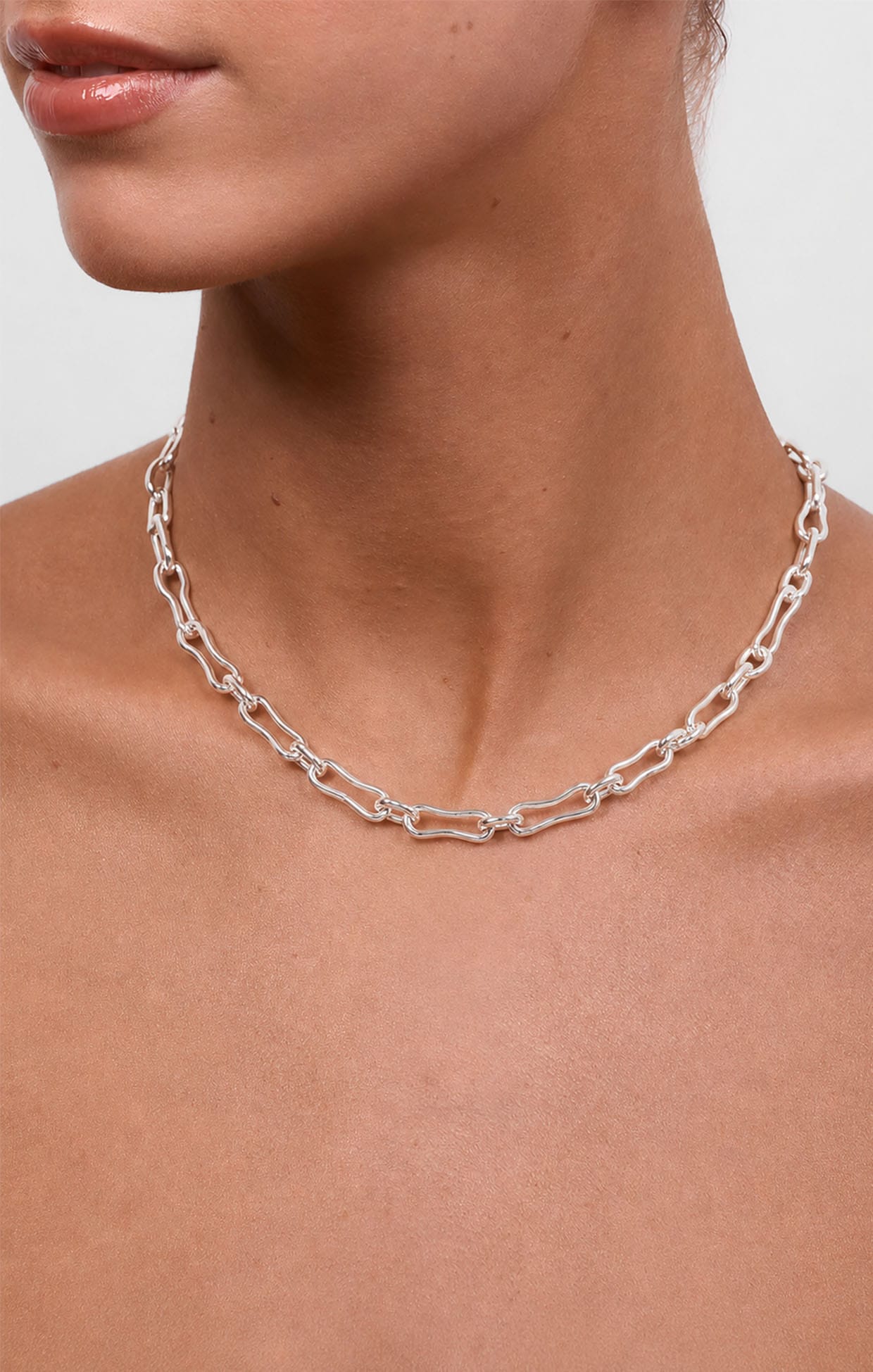 Bags OS / SILVER CONTOUR LINK NECKLACE IN SILVER