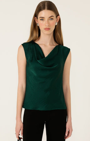 Tops Multi Occasion COWL BIAS TOP IN EMERALD