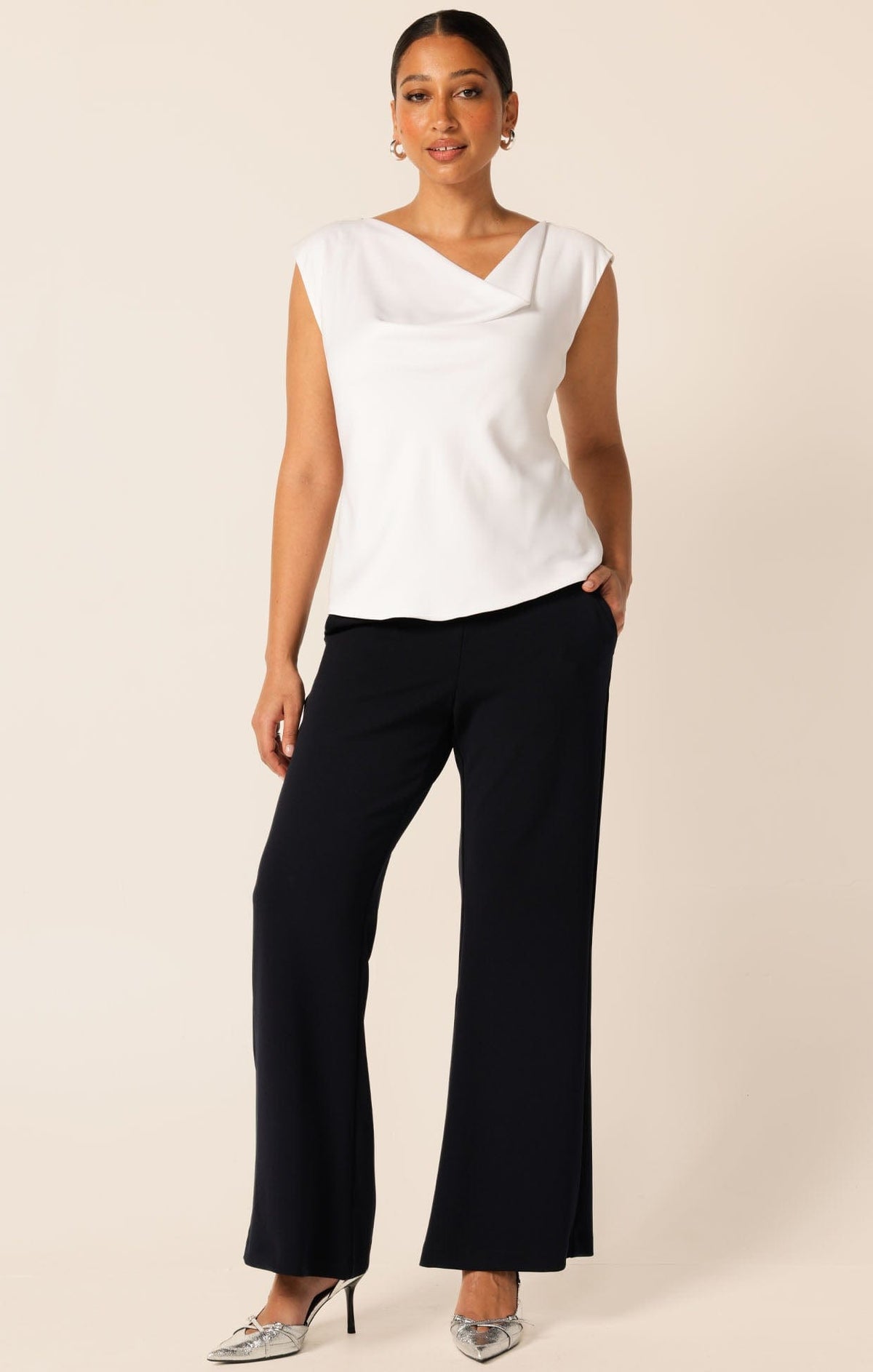 Tops COWL BIAS TOP IN IVORY