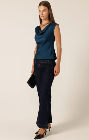 Tops Multi Occasion COWL BIAS TOP STEELE BLUE