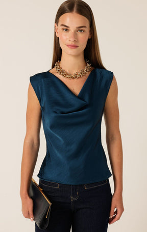 Tops Multi Occasion COWL BIAS TOP STEELE BLUE