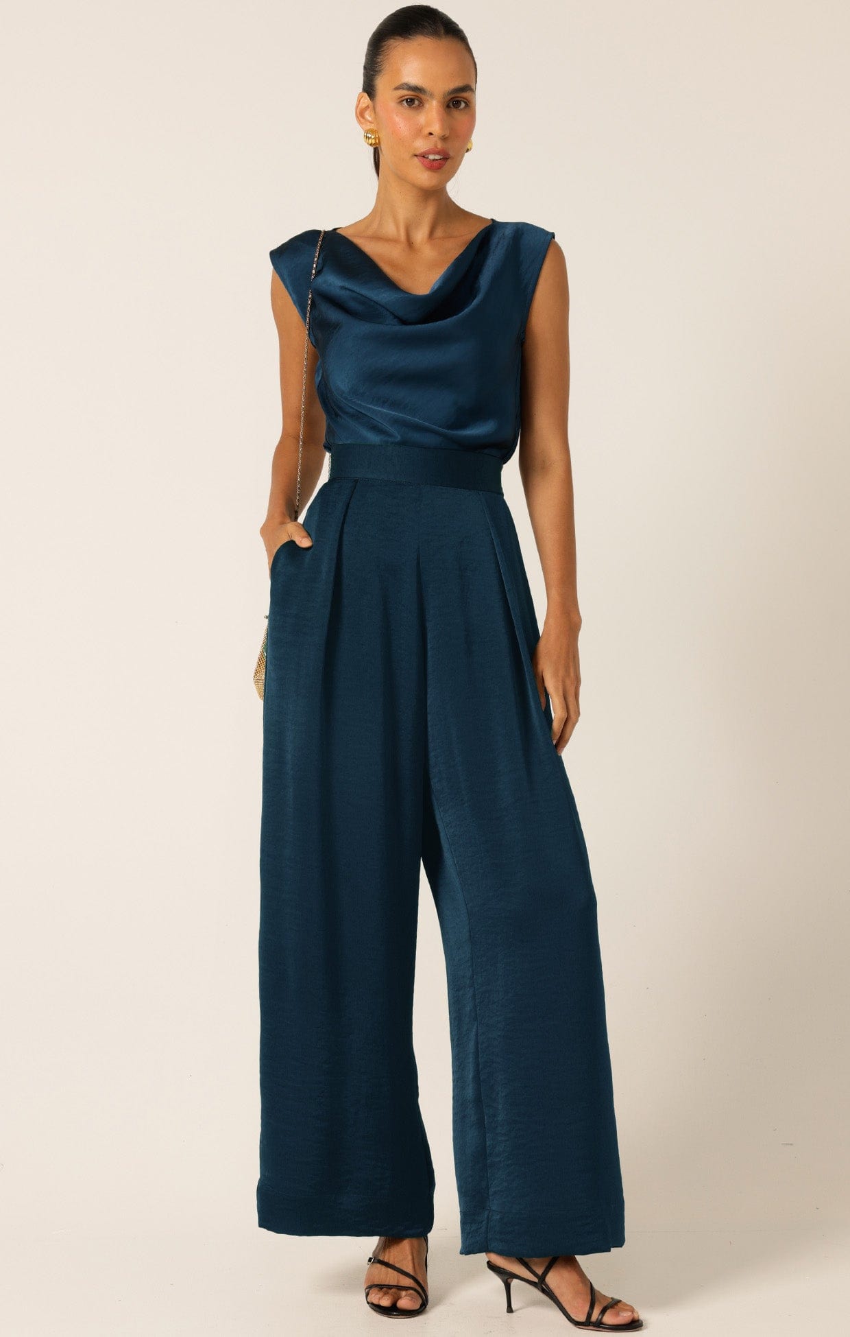 Tops Multi Occasion COWL BIAS TOP STEELE BLUE