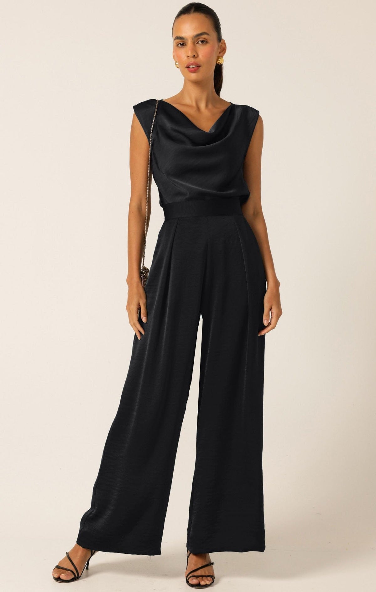 Tops Multi Occasion LUXE COWL BIAS TOP IN BLACK