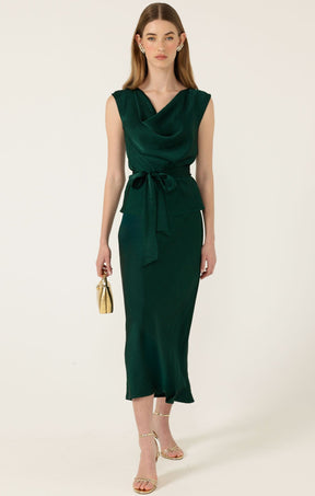 Tops Multi Occasion COWL BIAS TOP IN EMERALD