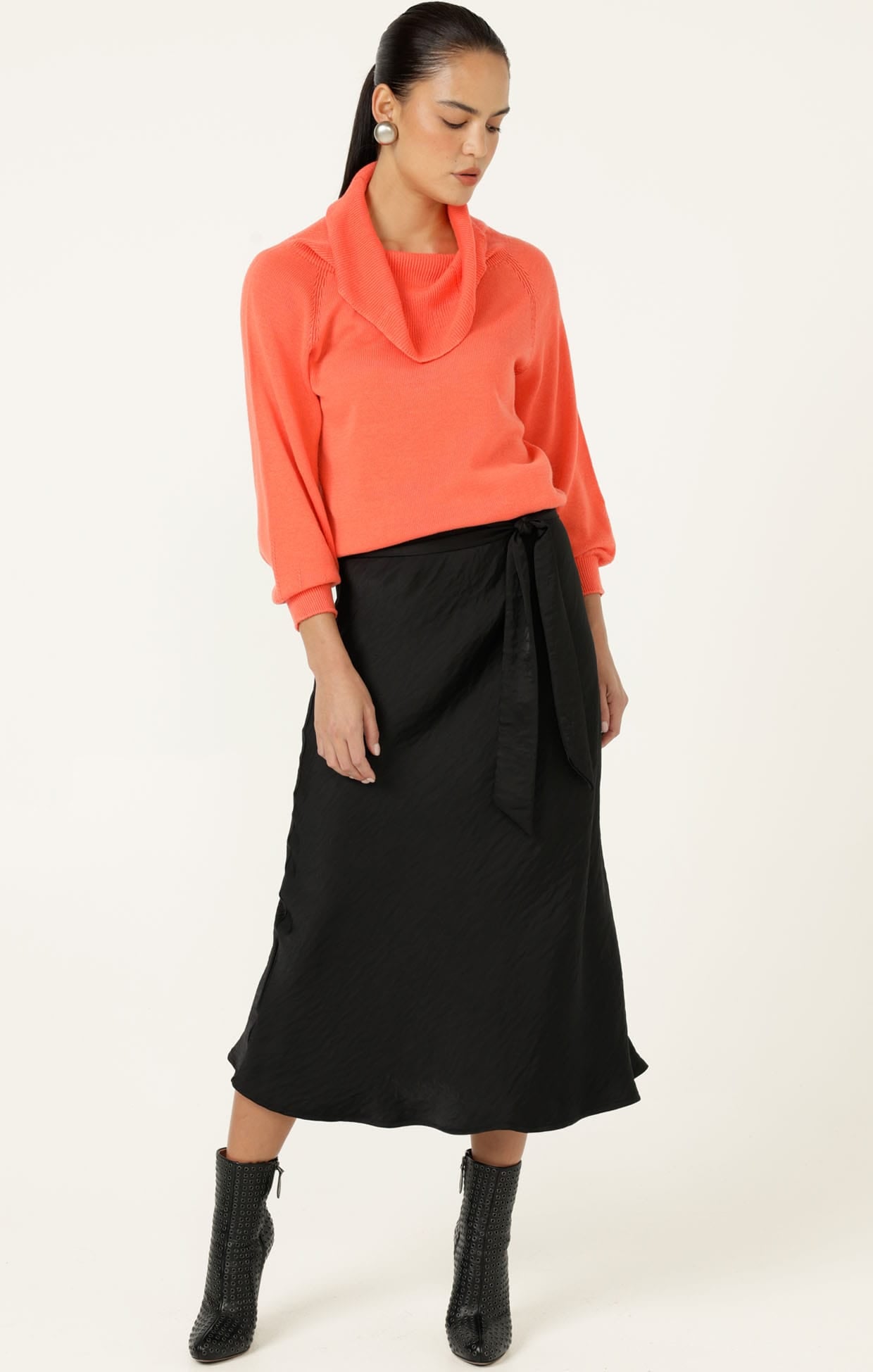 Skirts Multi Occasion LUXE BIAS MIDI SKIRT IN BLACK
