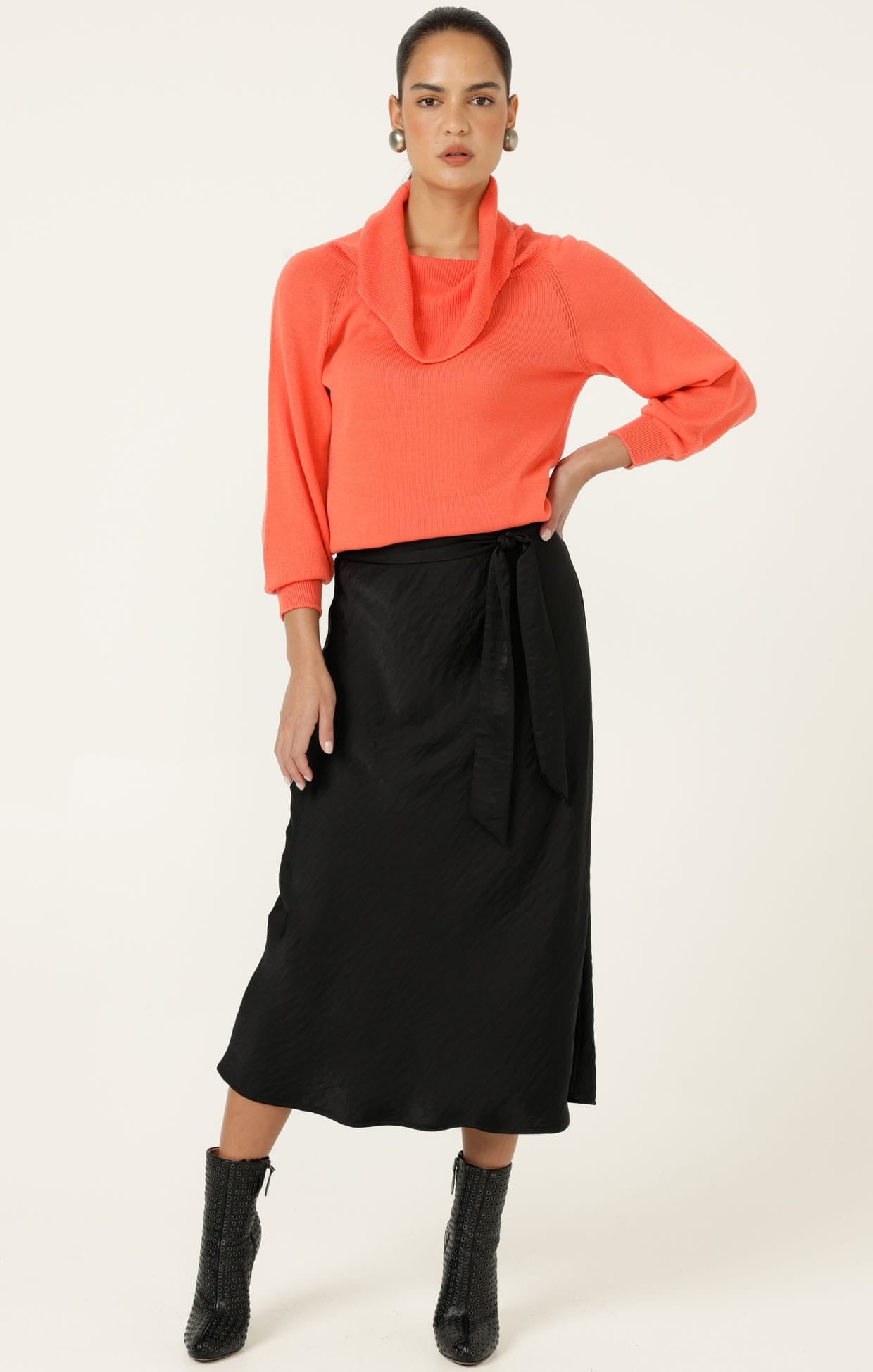Skirts Multi Occasion LUXE BIAS MIDI SKIRT IN BLACK