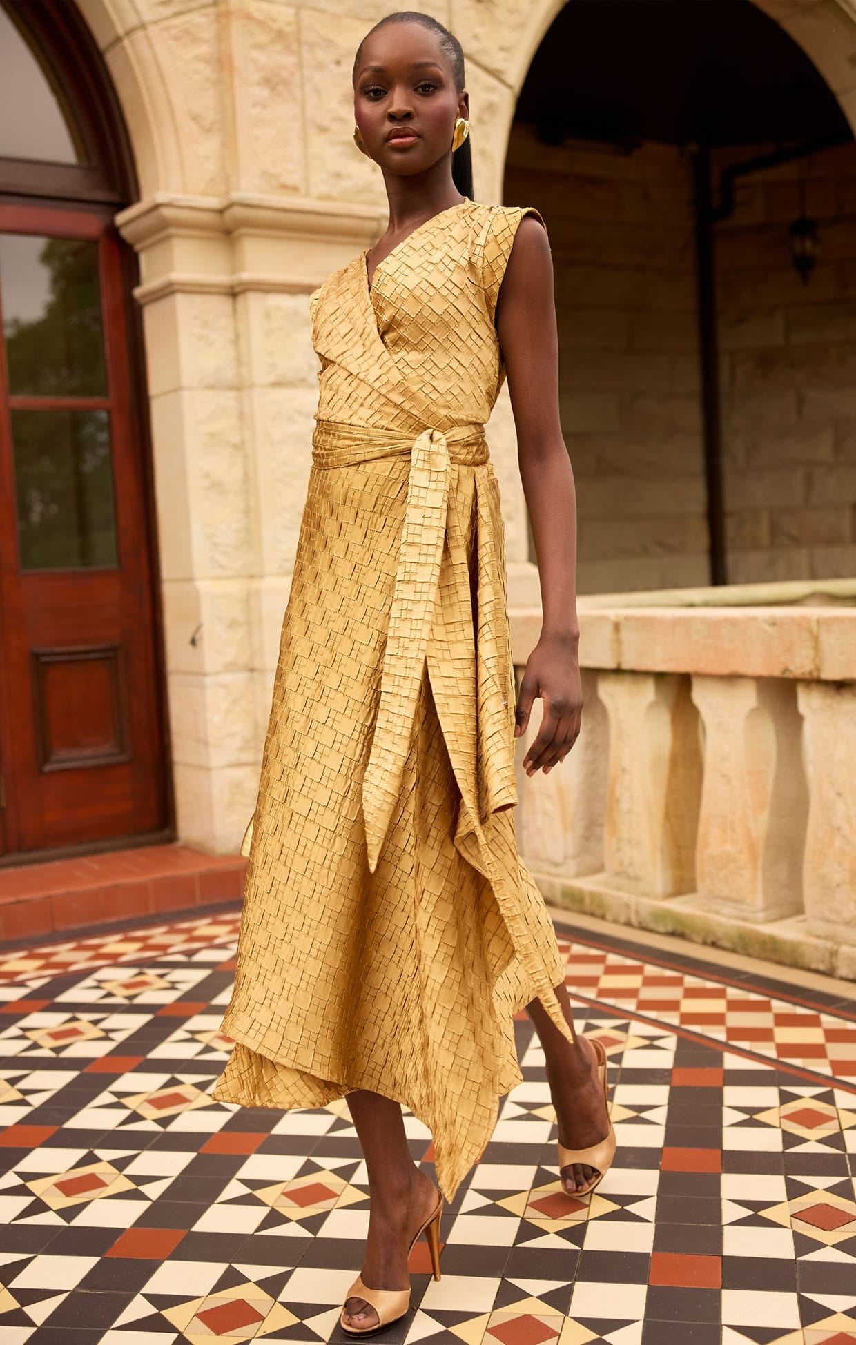Dresses CROWN WRAP DRESS IN GOLD