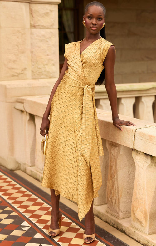 Dresses CROWN WRAP DRESS IN GOLD