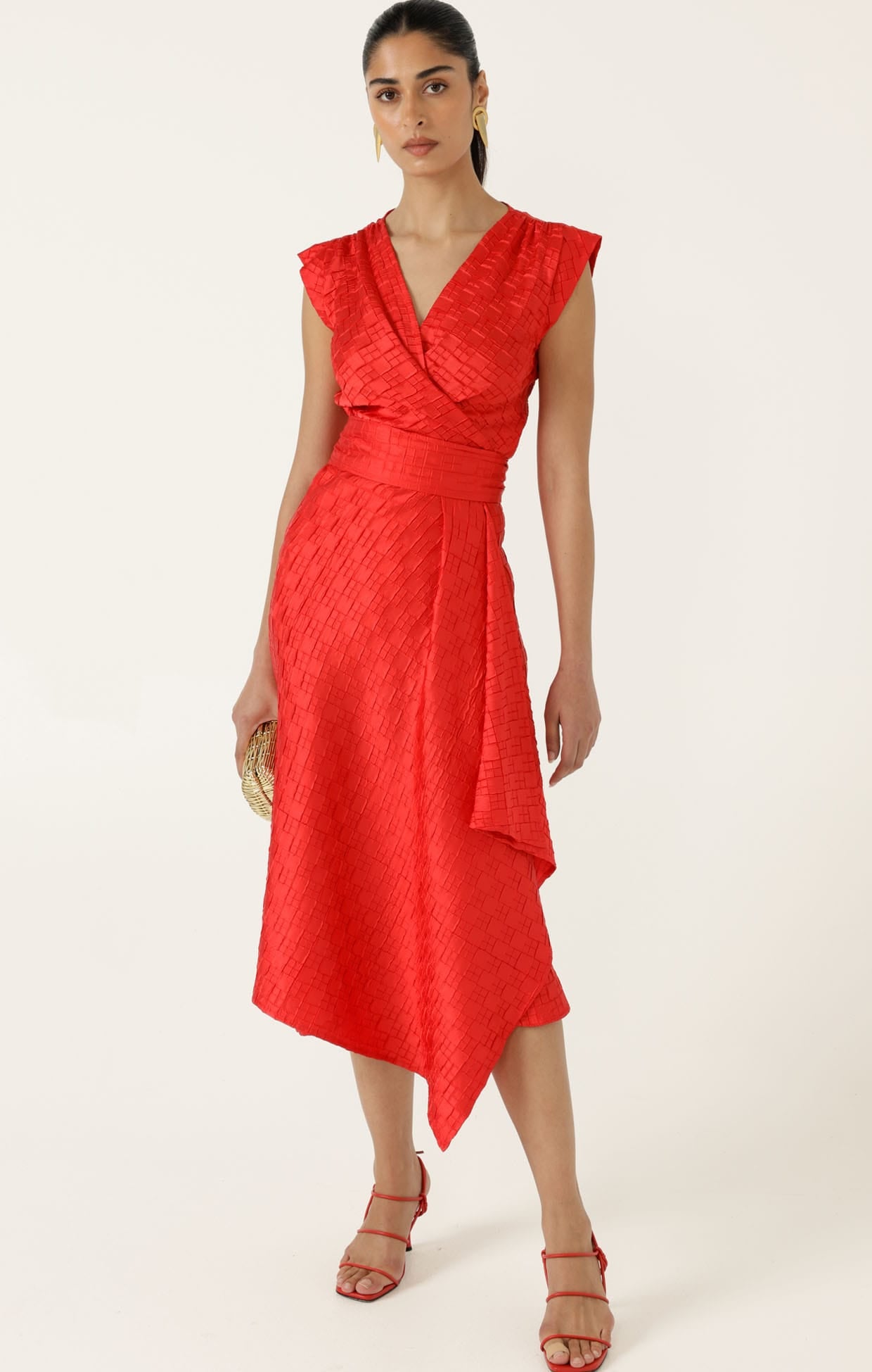 Dresses Events CROWN WRAP DRESS IN RED