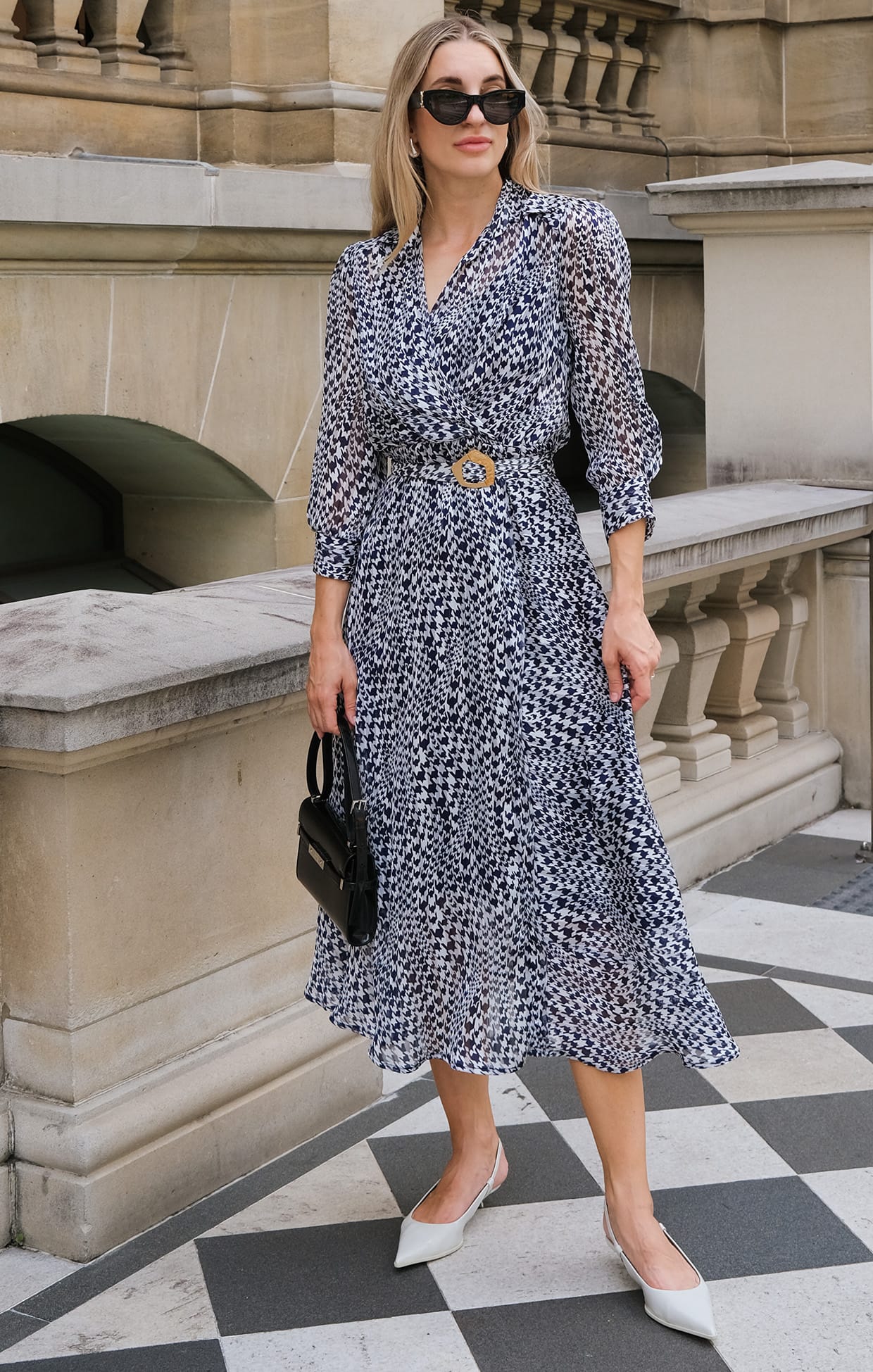 Dresses Multi Occasion HERRINGBONE DRESS IN NAVY WHITE CHECK