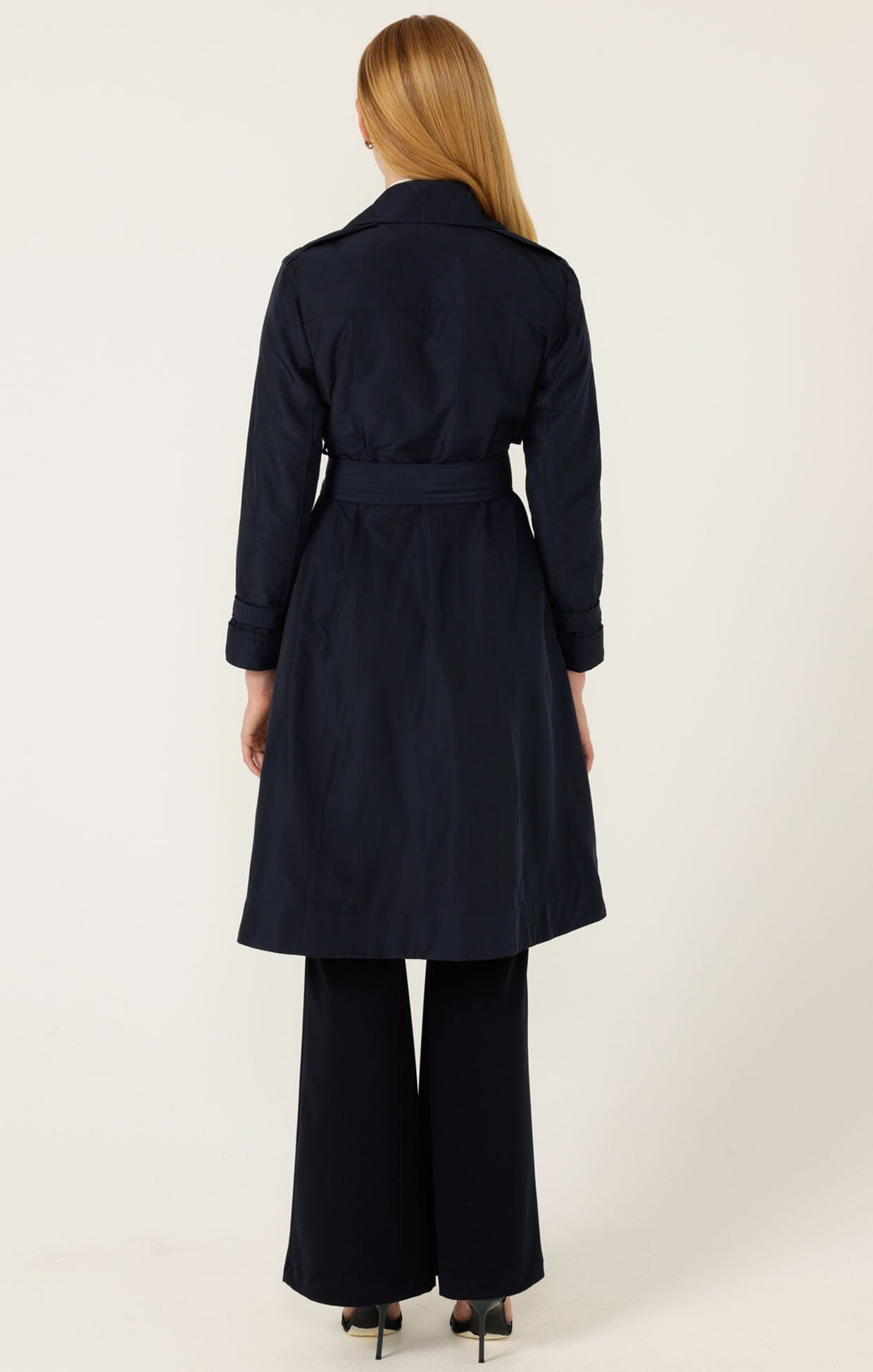 Double Yoke Trench Coat In Navy SACHA DRAKE Travel Waterproof Trench double-yoke-trench-coat-in-navy-sacha-drake-travel-waterproof-trench