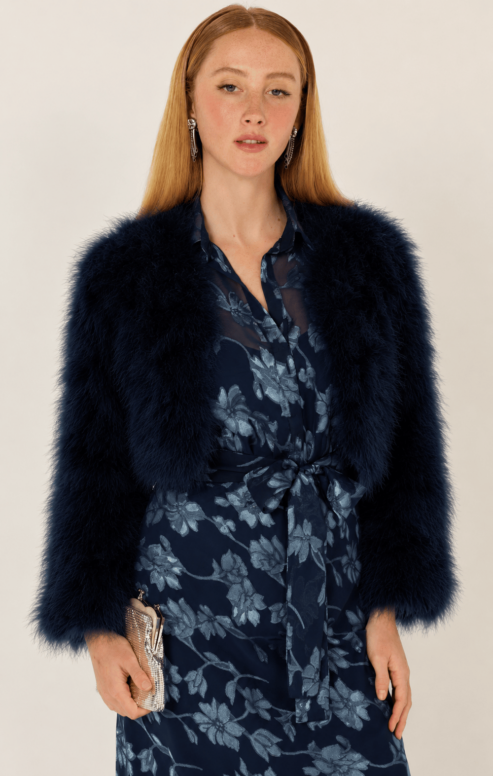 Jackets Multi Occasion LUXE FEATHER JACKET IN NAVY