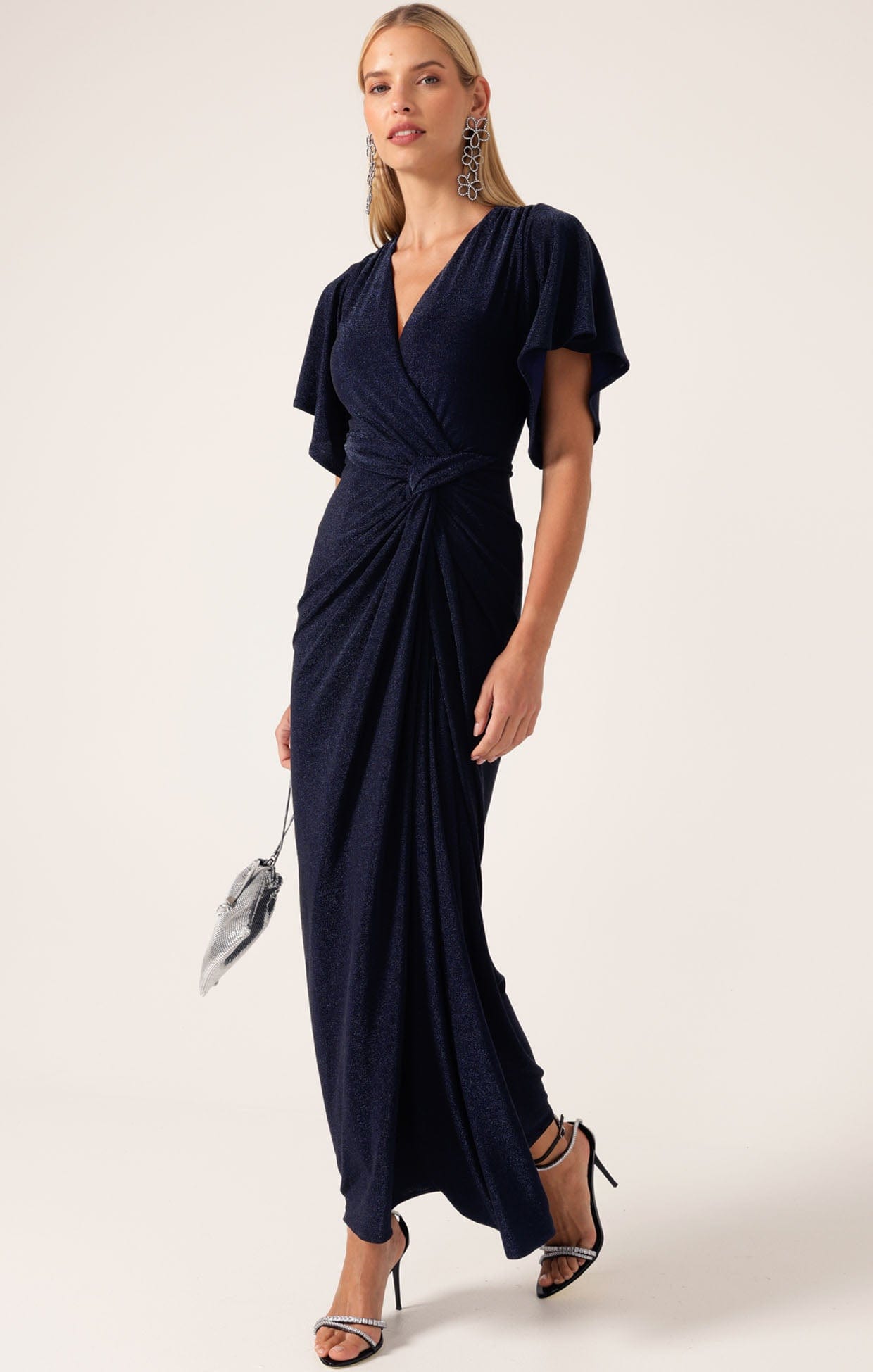 Emporium Events Maxi Dress in Navy | Lurex Jersey Fabric Event Dress