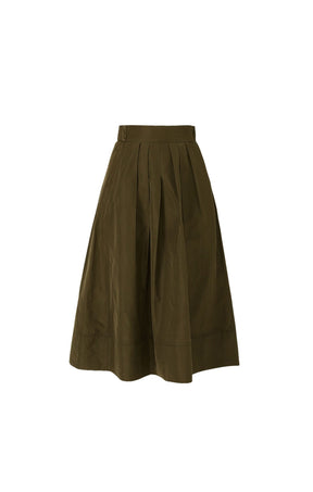 Skirts Multi Occasion PLEATED A-LINE SKIRT IN OLIVE