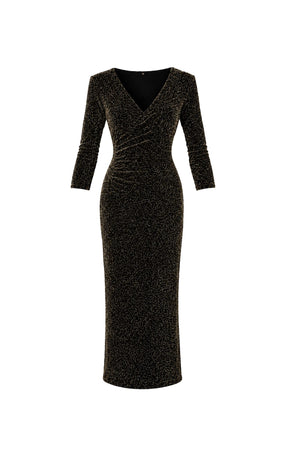 Dresses Events LENORA MIDI DRESS IN BLACK GOLD