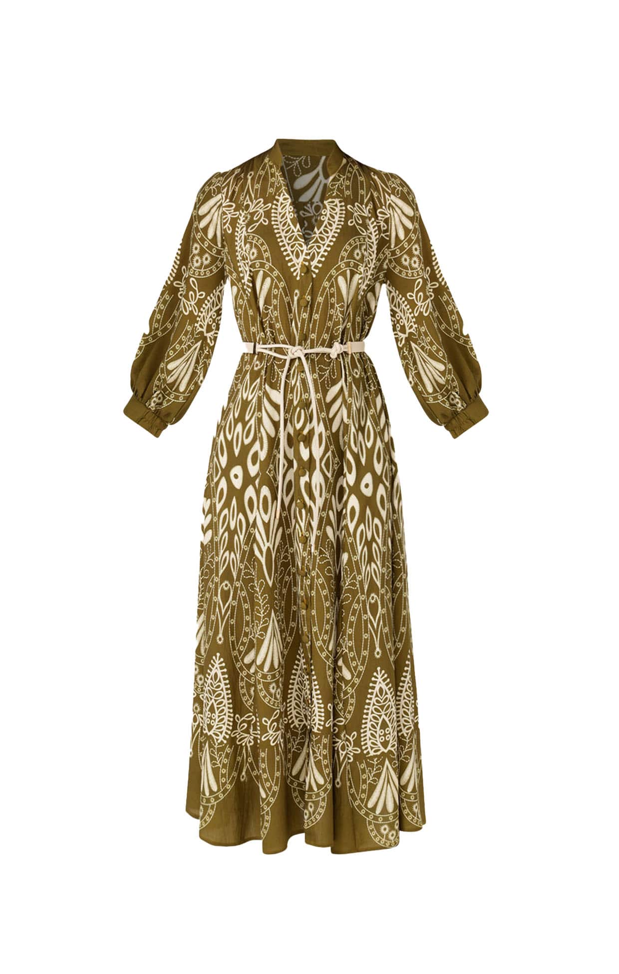 Dresses Multi Occasion INDIE SHIRTMAKER DRESS IN OLIVE CREAM