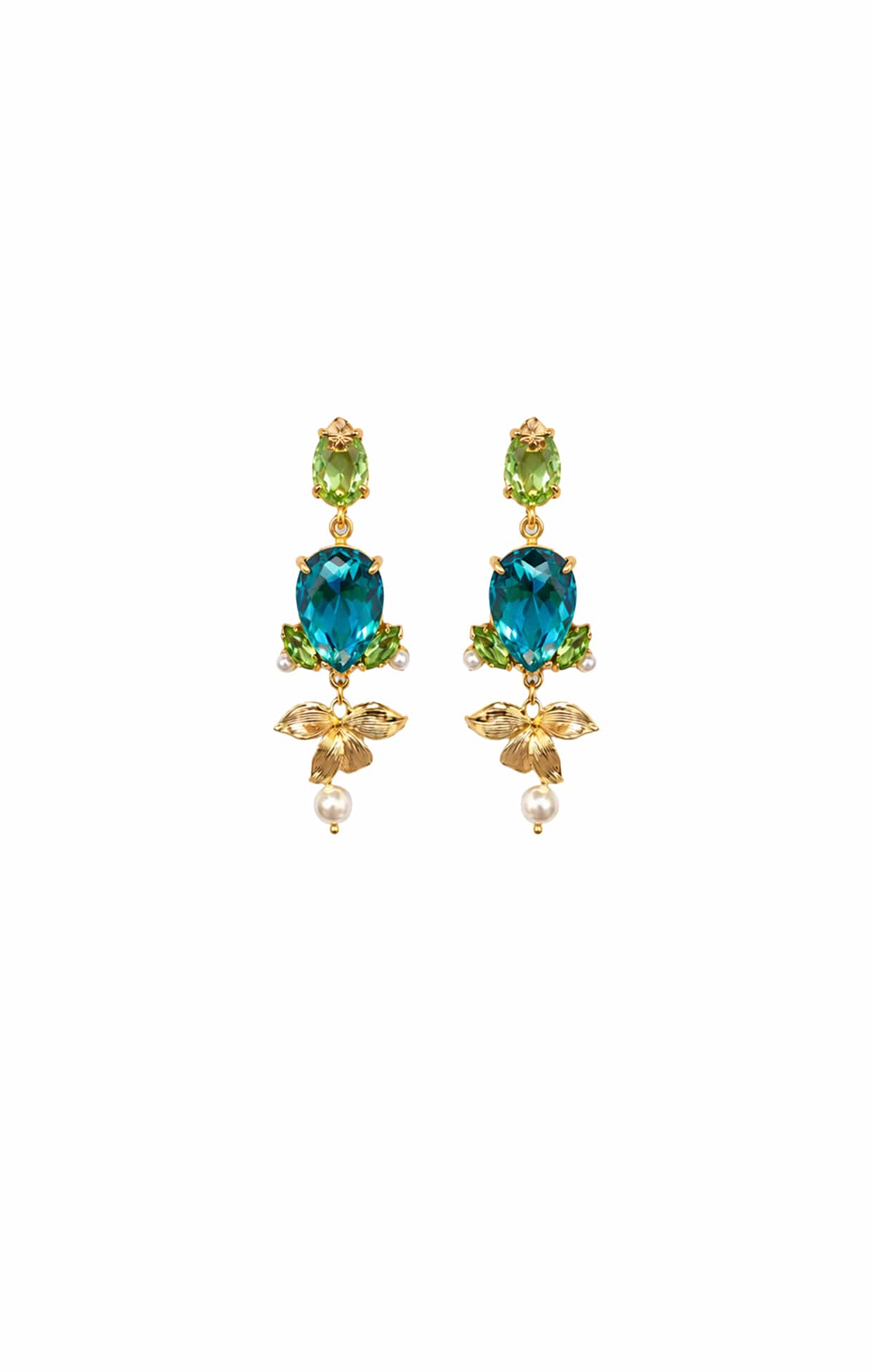 Earrings OS / BRILLIANT BL.UE ESTHER FLOWER DROP EARRINGS IN BRILLIANT BLUE