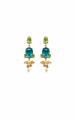 Earrings OS / BRILLIANT BL.UE ESTHER FLOWER DROP EARRINGS IN BRILLIANT BLUE