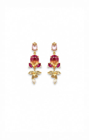 Earrings OS / LIGHT PINK AND MULTI PINK ESTHER FLOWER DROP EARRINGS IN PINK MULTI