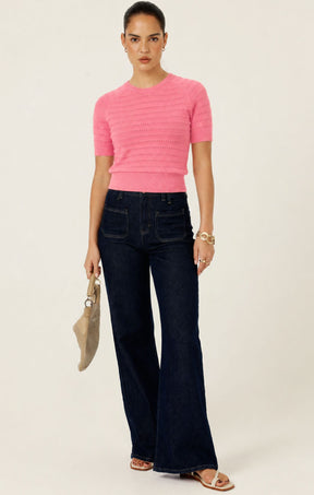 Knitwear EYELET KNIT TOP IN MELON