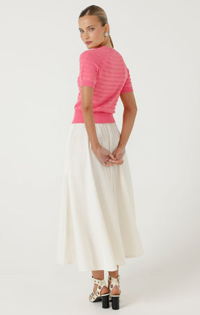 Knitwear EYELET KNIT TOP IN MELON