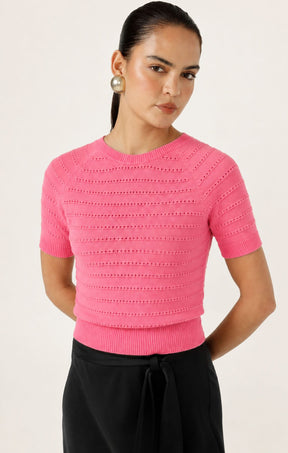 Knitwear EYELET KNIT TOP IN MELON