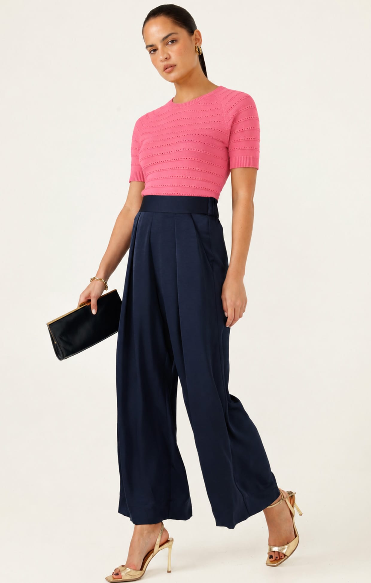 Knitwear EYELET KNIT TOP IN MELON