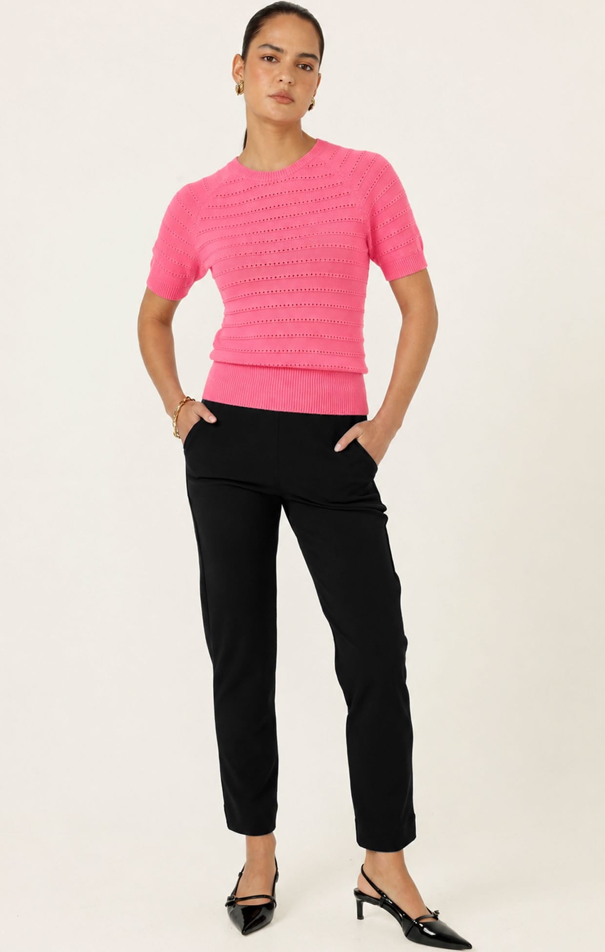 Knitwear EYELET KNIT TOP IN MELON