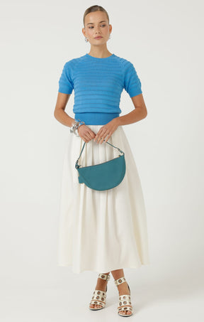 Knitwear EYELET KNIT TOP IN SKY