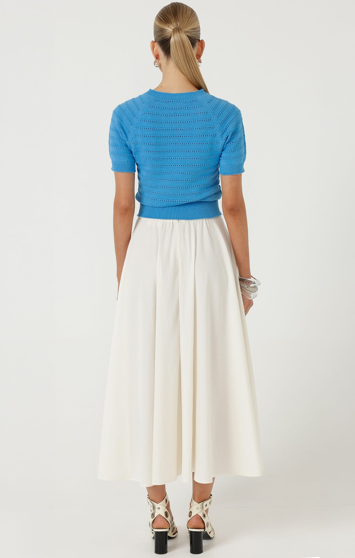 Knitwear EYELET KNIT TOP IN SKY