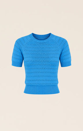 Knitwear EYELET KNIT TOP IN SKY