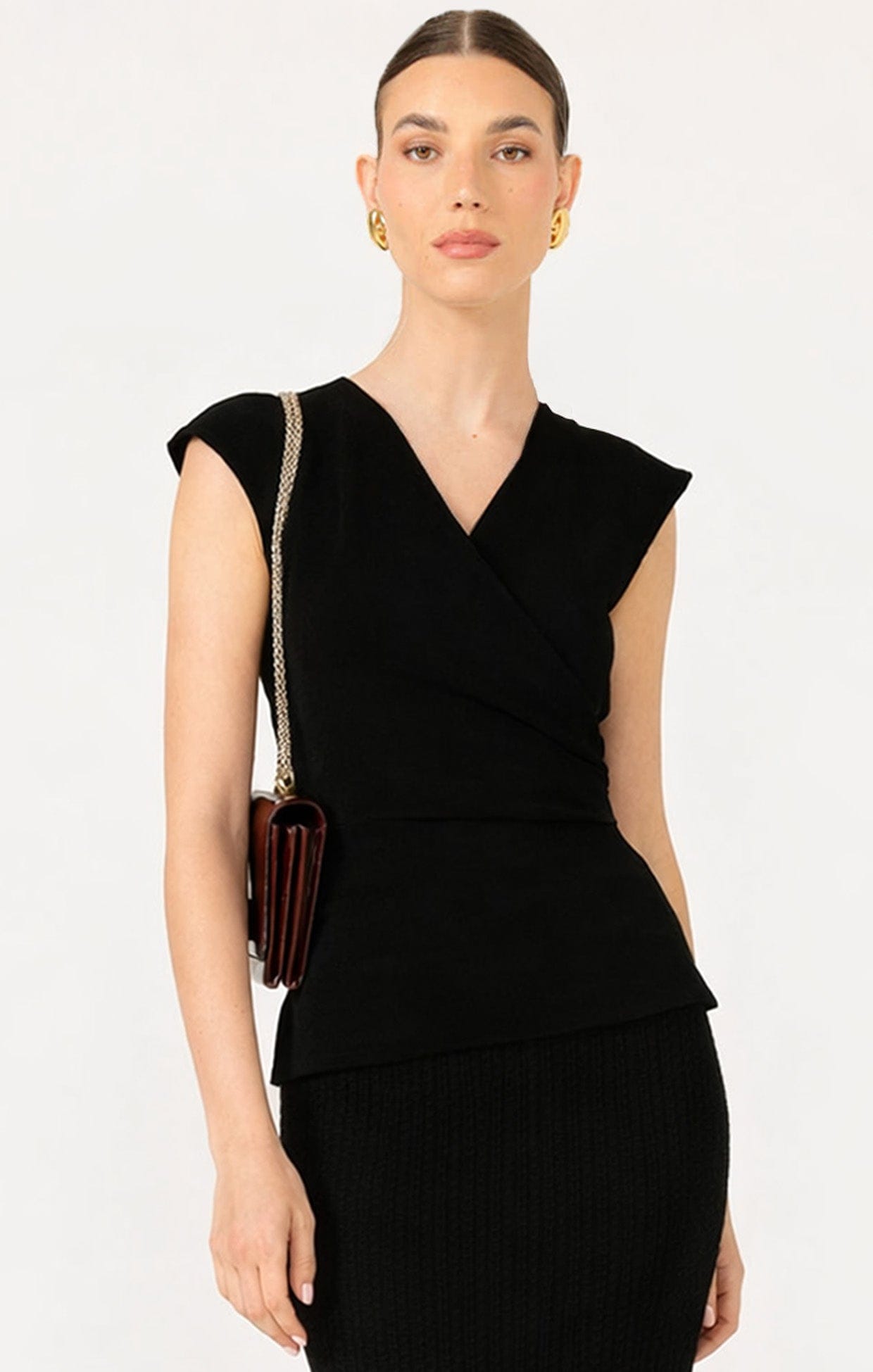 Tops FAUX WRAP PEPLUM TOP