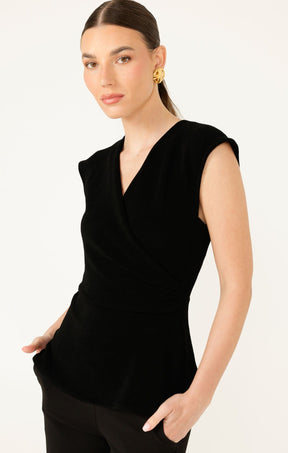 Tops FAUX WRAP PEPLUM TOP