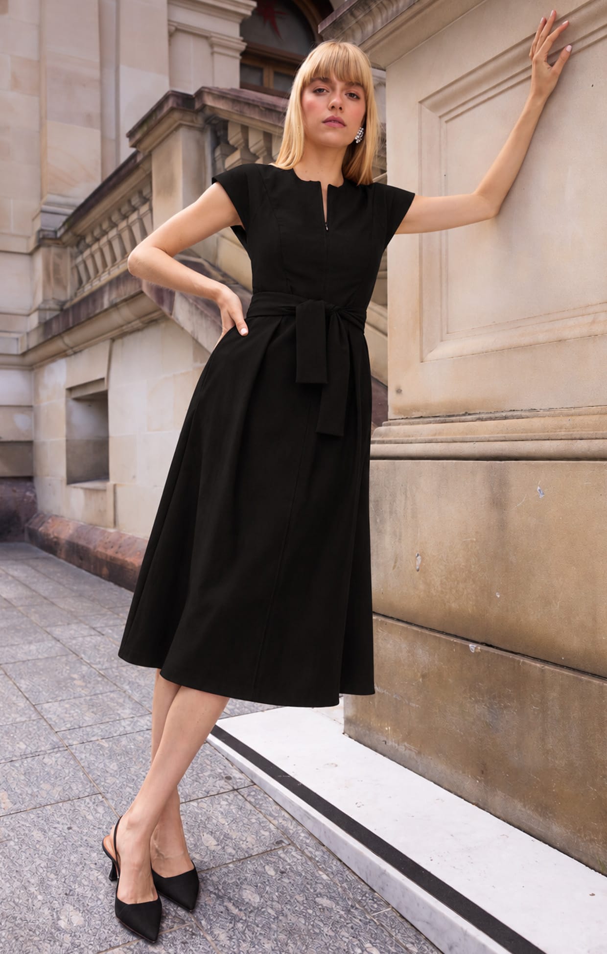 Dresses Multi Occasion ZIP FRONT FIT AND FLARE DRESS