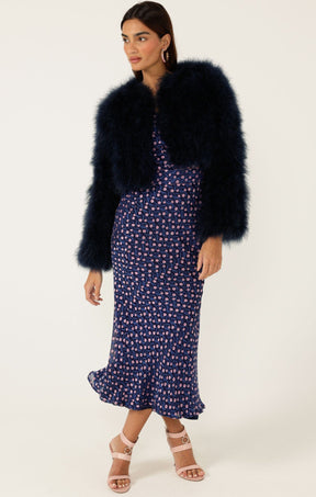 Dresses FLEUR DE LYS MIDI DRESS IN INDIGO PINK POPPY