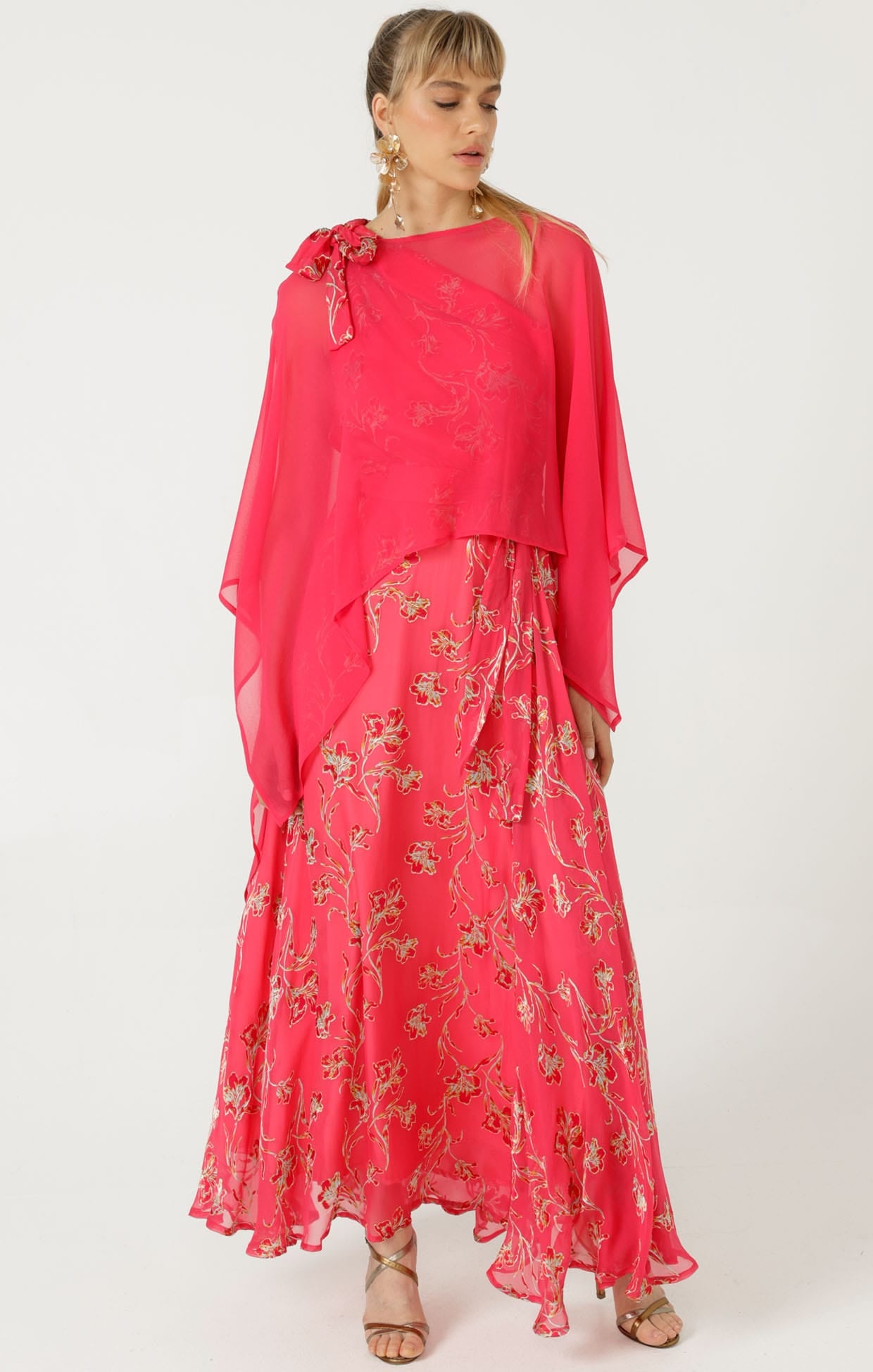 Jackets Multi Occasion OS / PINK SHEER SILK CAPE IN PINK