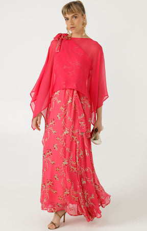 Jackets Multi Occasion OS / PINK SHEER SILK CAPE IN PINK