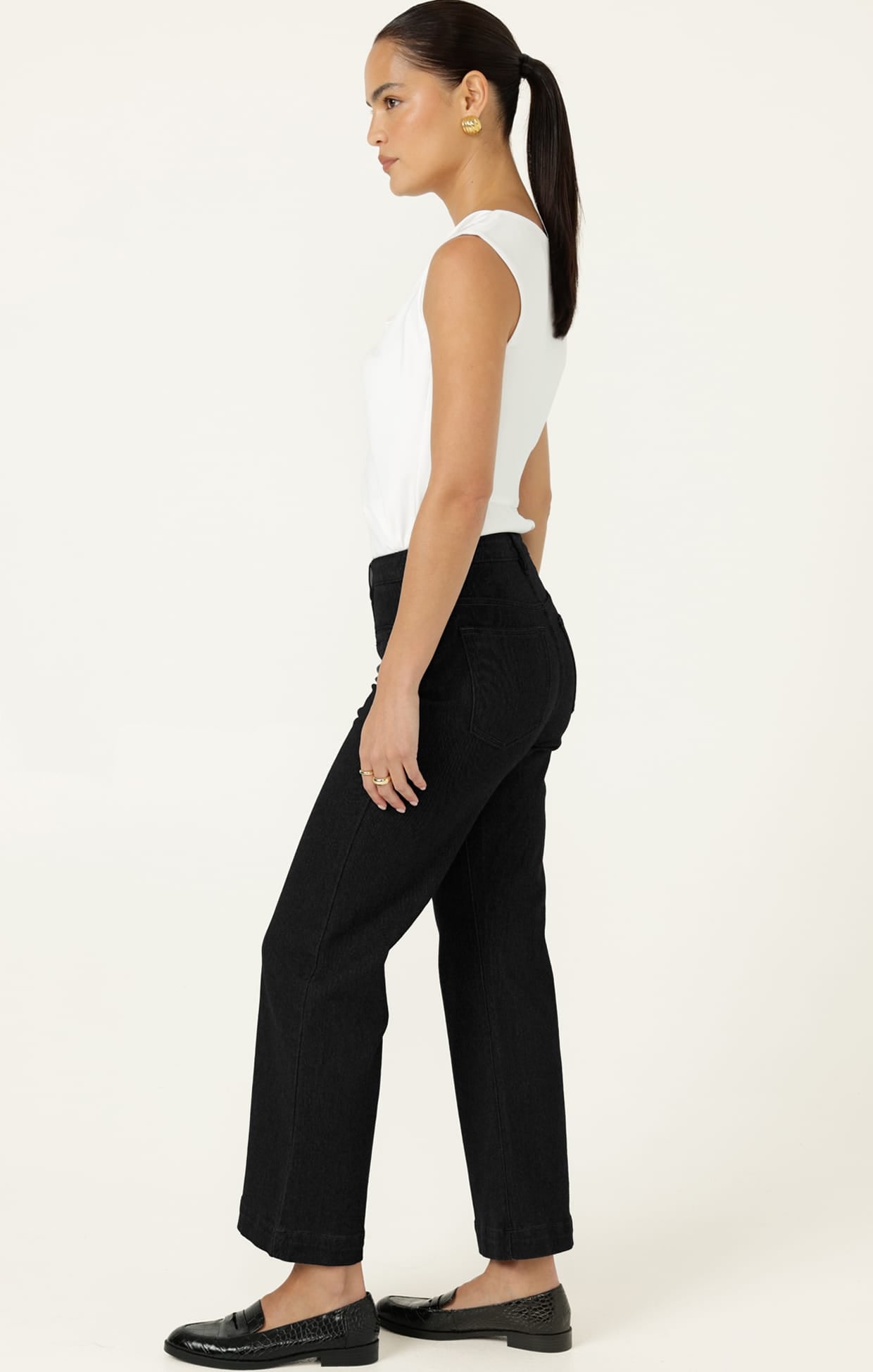 Pants Multi Occasion FREYA WIDE LEG JEAN IN BLACK