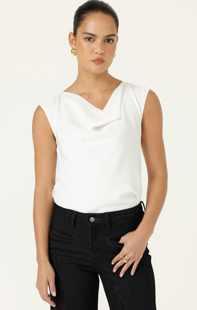 Tops Multi Occasion COWL BIAS TOP IN WHITE