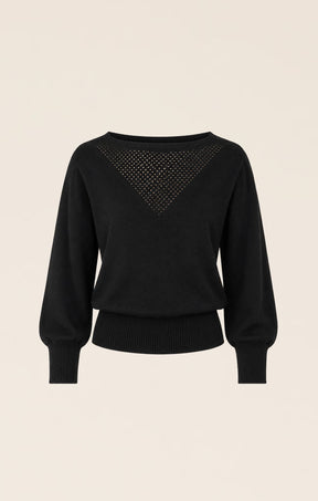 Knitwear CHLOE 3/4 SLEEVE KNIT TOP IN BLACK