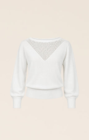 Knitwear CHLOE 3/4 SLEEVE KNIT TOP IN WHITE