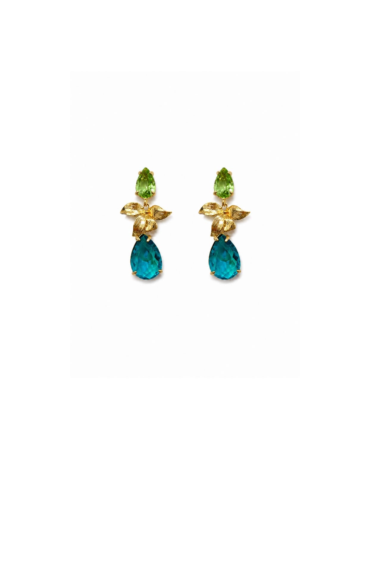 Earrings OS / BRILLIANT BL.UE GRACIE FLOWER DROP EARRINGS IN BRILLIANT BLUE