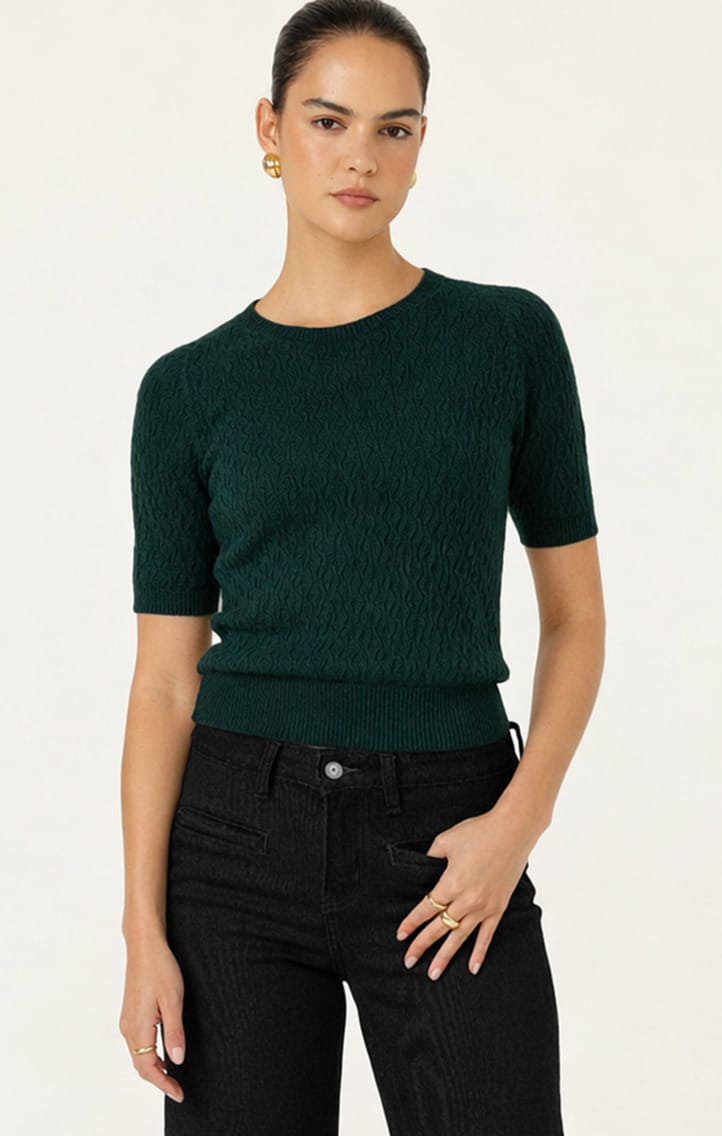 Knitwear SHORT SLEEVE GROVE KNIT TOP IN FOREST